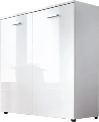 Produktbild von Kommode / Schuhschrank Malaga 4 in weiß, bis 16 Paar Schuhe Gr. 46, 88 cm breit
