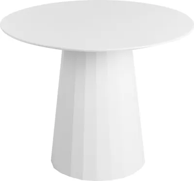 Produktbild von BELIANI Esstisch Weiß MDF-Tischplatte Rund ø 100 cm mit Säulenfuß Stahl für 4 Personen Minimalistisch Modernes Design Esszimmer Ausstattung Möbel