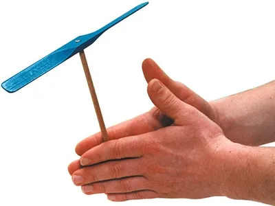 Produktbild von Handpropeller aus Holz zum Drehen, pädagogisches Flugspielzeug, 200x200x20 mm