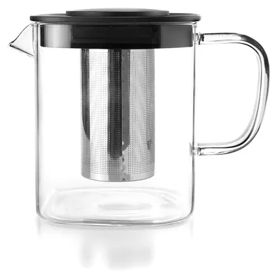 Wasserkocher mit Filter, 0,6 L, Borosilikat & Edelstahl