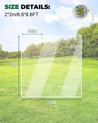 Productafbeelding van Erfolkerz Transparant afdekzeil, 2 x 2 m, met ingestanste ringen, 420 g/m², pvc, transparant, waterdicht, terraszeil, buiten, voor terras, paviljoen