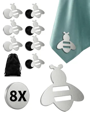 Produktbild von 8 Stück Magnetische Tischdeckenhalter Bienen Design Edelstahl rostfrei starke Magneten Outdoor Tischdeckenbeschwerer für Garten Balkon Camping