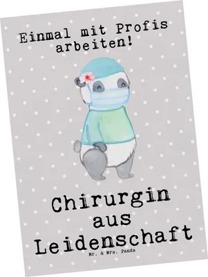 Produktbild von Mr. & Mrs. Panda Postkarte Chirurgin Leidenschaft - Grau Pastell - Geschenk, Grußkarte, Fotokarte, Spruch, Krankenhaus, Medizinerin, Postkarten, Ansichtskarten, Ärztin