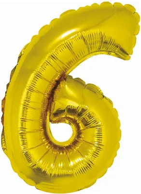 Zdjęcie produktu dla Balon Foliowy Cyfra 6 Złota 35Cm. Urodziny