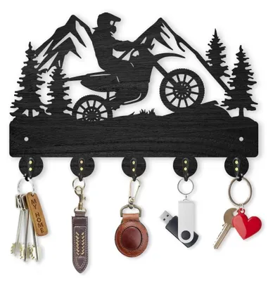 Immagine prodotto di Appendiabiti a parete per moto, con 5 ganci, ideale per appendere chiavi e indumenti