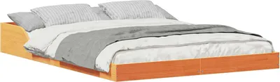 Image de Cadre de lit Brun cire 140 x 190 cm Pin massif
