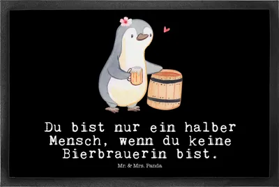 Produktbild von Mr. & Mrs. Panda fußmatte Bierbrauerin Herz 50 x 75 cm - Schwarz - Geschenk, Bierfass, Hobbybrauen, Biergeschenk, Fußabtreter, Gummimatte, Bodenvorleger, Schmutzfangmatte