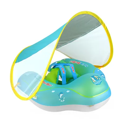 Produktbild von Senmudi Babyschwimmhilfe, 3-36 Monate, 8-20 kg, 26x55x27 cm, 730g, Abnehmbares Sonnendach, Verstellbare Schultergurte, Auslaufsicherer Sicherheitssitz, UPF50+, Anti-Umkipp-Design, umweltfreundliches PVC