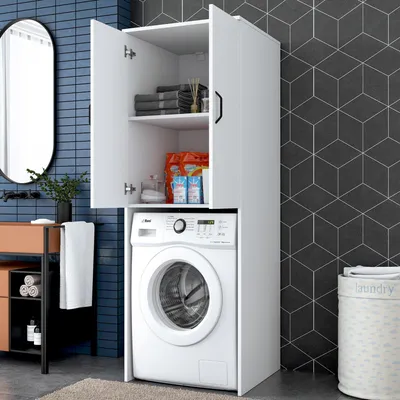 Immagine prodotto di Schianno - set Mobili per Lavanderia, Bianco, 2 Ripiani