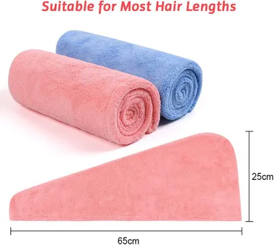 Produktbild von Haarturban, 2er Pack Damen Turban Handtuch mit Knopf Kopftuch Haartrockentuch Schnelltrocknendes Mikrofaserhandtuch für jeden Haartyp