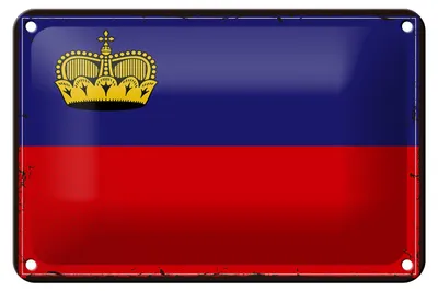 Produktbild von Blechschild Flagge Liechtenstein 18x12cm Retro Flag Dekoration