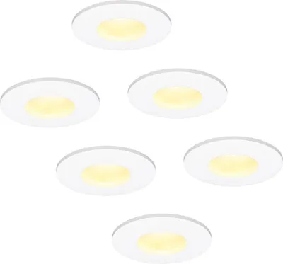 Image de HOFTRONIC - Spot LED encastrable plat 6W 570 lumen 2700K IP44 blanc 6 pièces