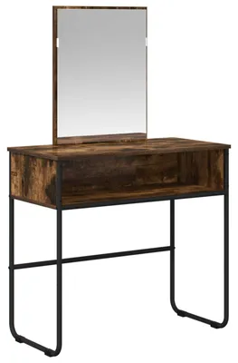 Image de vidaXL Table de maquillage en chêne fumé, 81 x 40 x 131 cm, en bois composite