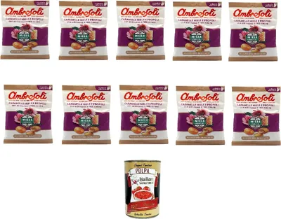 Produktbild von Ambrosoli Caramelle Miele e Propoli 90g, Honig-Propolis-Bonbons 10x90g + Italian Gourmet polpa 400gr