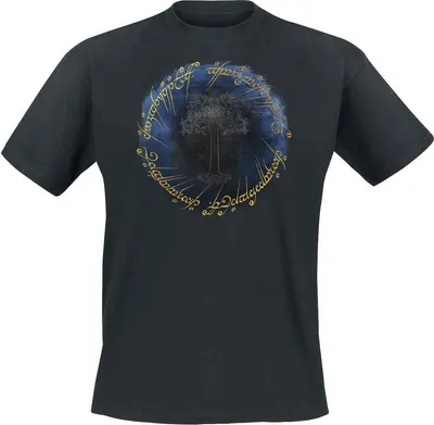 Produktbild von Der Herr der Ringe T-Shirt Herren Ring & Tree Of Gondor - Goldprint schwarz M