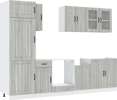 Produktbild von vidaXL 8-tlg. Küchenschrank-Set Kalmar Grau Sonoma Holzwerkstoff