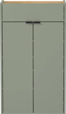 Produktbild von Schuhschrank >GW-AMECA< hängend / stehend, Taupegrün/ Navarra-Eiche-Nachbildung - 56x97x22cm (BxHxT)