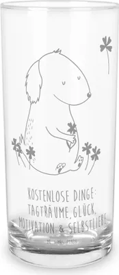 Produktbild von Mr. & Mrs. Panda Glas Hund Kleeblatt 400 ml - Transparent - Geschenk, Sprüche, Glück, Gratis, Trinkglas, Cocktailglas, Achtsamkeit, Glasbecher, Liebe, Tumbler