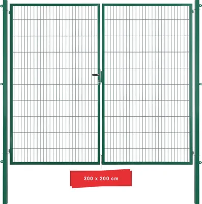 Produktbild von Arvotec Gartentor BxH 300x200 cm mit Schließzylinder und Zaunanschluss Moosgrün Gitterzauntor Stabmattentor Doppeltor Doppelstabmattentor Gartentür