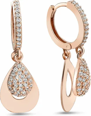 Produktbild von Dkeniz Ohrhänger 925/- Sterling Silber 3 cm Rosé Zirkonia weiß 145230031