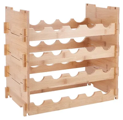 Weinflaschenregal aus Bambus, 20 Flaschen, 42x25x36 cm, 4 Etagen
