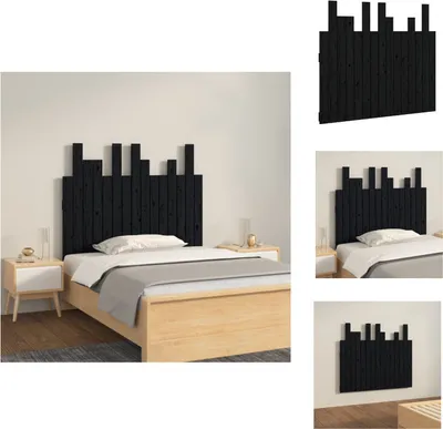 Produktbild von vidaXL Wand-Kopfteil Schwarz 95,5x3x80 cm Massivholz Kiefer -  Kopf- & Fußenden