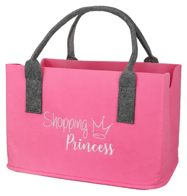 Immagine prodotto di Gilde Tasche, "Shopping Princess", motivo a corone, scritta, feltro, rosa, confezione da 4, L. 26 cm, L. 40 cm, H. 25 cm. Codice prodotto: 50805. Codice a barre: 4063387508053
