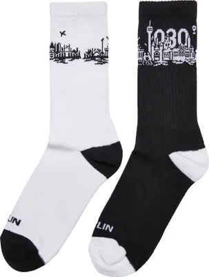 Image de Mister Tee Accessoires MT2313 | Major City 030 Socks 2-Pack Chaussettes - Couleur : Black/White - Taille : 35-38