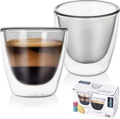 Obrázek produktu pro Orion termo sklenice s dvojitou stěnou sklenice na kávu sklenice na espresso termo sklenice s dvojitou stěnou DOUBLE 90 ml 2 ks.