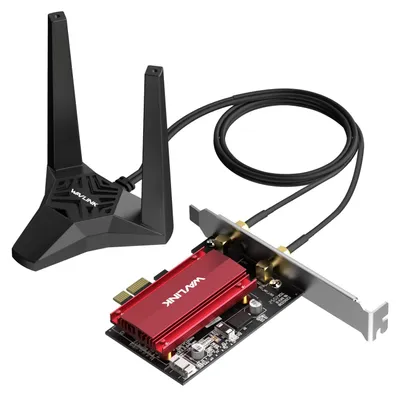 Produktbild von WAVLINK AX5400 WiFi 6E WLAN PCIe Karte Mit Bluetooth 5.3, 5378 Mbit/s Tri-Band, Intel-Chip, WPA3, Magnetfußantennen für Windows 11/10 (64 Bit) Desktop-PC