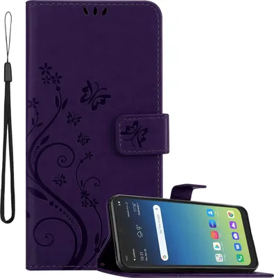 Zdjęcie produktu dla Cadorabo pokrowiec na LG K40S w kolorze FLORAL DARK PURPLE pokrowiec ochronny w kwiatowy wzór z zapięciem magnetycznym, funkcją podstawki i kieszeniami na karty etui z klapką etui z klapką na telefon komórkowy etui z klapką na książkę