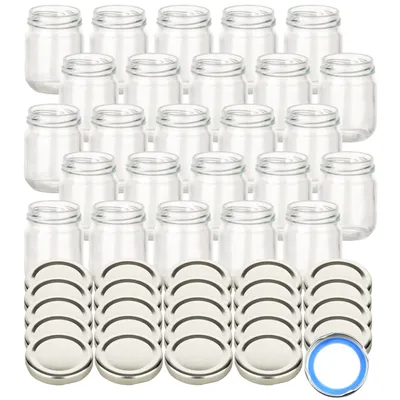 Immagine prodotto di set di 25 vasetti da conserva 125 ml Helix con coperchio a vite color argento BS - Piccoli vasetti per marmellata, miele, spezie, prodotti fatti in casa