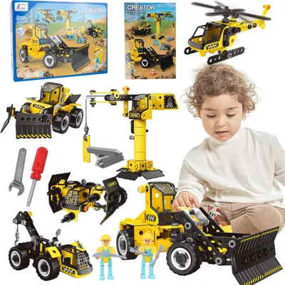 Immagine prodotto di MalPlay blocchi di costruzione bulldozer gru elicottero trattore 8in1 da 5 anni sviluppo creativo