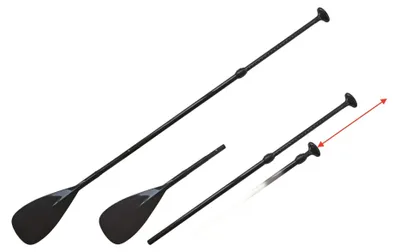 Produktbild von Carbon SUP Paddel, 2-teilig zerlegbar, teleskopierbar 167-198 cm, Blatt 220x390 mm