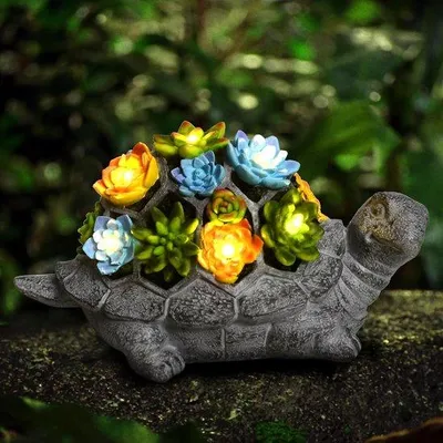 Obrázek produktu pro Solární zahradní dekorace ve tvaru želvy, dekorativní solární lampa pro zahradu, balkon a dvůr, voděodolná, až 8 hodin osvětlení