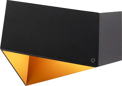 Produktbild von QAZQA - Design Wandleuchte Schwarz mit Gold I Messingener Innenseite - Fold I Wohnzimmer I Schlafzimmer - Aluminium Rechteckig - LED geeignet G9