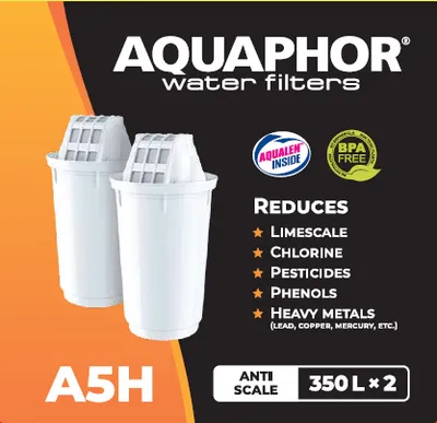 Produktbild von AQUAPHOR A5H Aqualen Wasserfilter-Kartusche 2 Stück für hartes - kalkhaltiges Leitungswasser passend für Provence, Prestige, Atlant, Arctic und Smile Tischwasserfilter