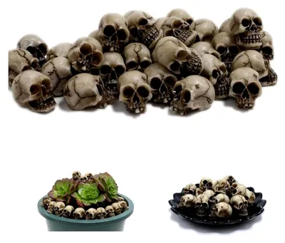 Produktbild von 20 Stück Mini Totenkopf Figuren für Halloween Dekoration
