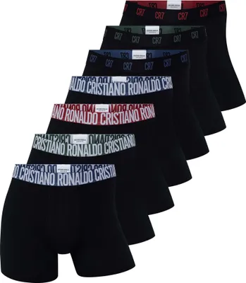 Produktbild von CR7 Herren Boxershorts, 7er Pack - Trunks, Baumwolle Stretch, Logobund Schwarz/Grün/Blau/Rot 2XL