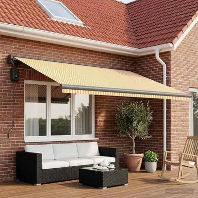 Productafbeelding van vidaXL Markiezenreinigingsmiddel, geel en wit, 450 x 300 cm, polyester