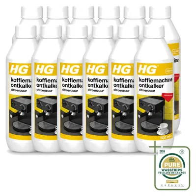 Produktbild von 12 x HG Koffiemaschinen-Entkalker auf Zitronensäurebasis - 500 ml - Vorratspackung - 12 Stücke