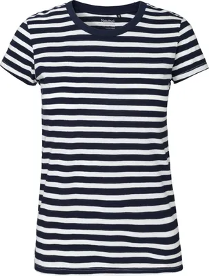 Produktbild von Neutral O81001 | damen Fitted T-Shirt / 100% Fairtrade-Baumwolle - Farbe: White - Navy (Striped) - Größe: S