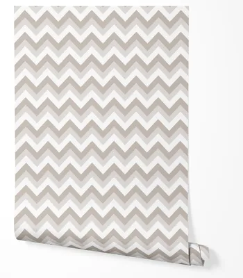 Produktbild von Selbstklebende Tapete Möbelfolie Beige Weiß Chevron Zickzack Muster Modern Tapete Wohnzimmer Schlafzimmer Küche Flur Wanddeko 2,5m x 0,5m