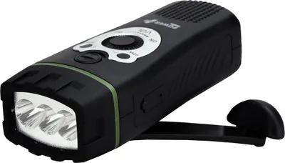 Imagen del producto de Radio POWERPLUS con manivela, linterna, cargador USB, batería recargable NiMH de 3.6V, color blanco, marca WOLF
