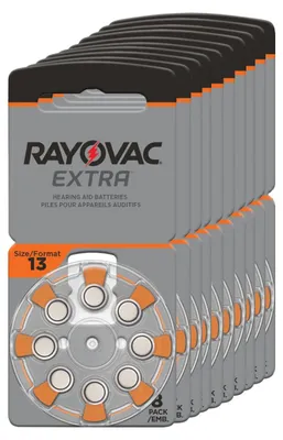 Produktbild von 80x Rayovac HA13 PR48 Hörgeräte Batterien Extra Advanced (10x 8 Blister)