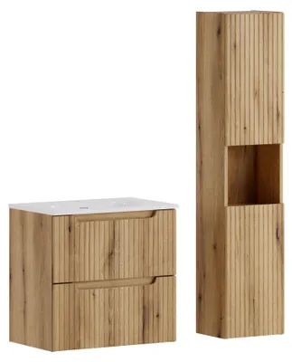Productafbeelding van Meubelset 60 cm met wastafelmodel Sky en hoge kast