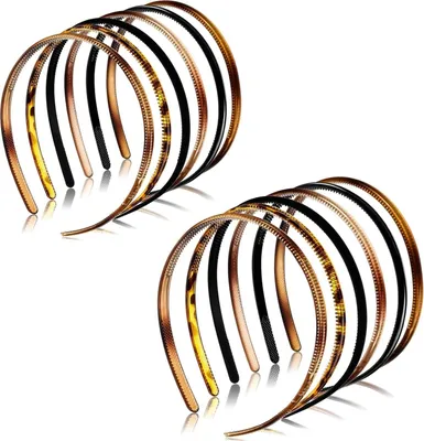 Produktbild von 12 Stück Haarband, Plastik Haarband, Rutschfestes Stirnband mit Anti-rutsch Zähne für Mädchen Damen Plain Stirnbänder, 6 Farben