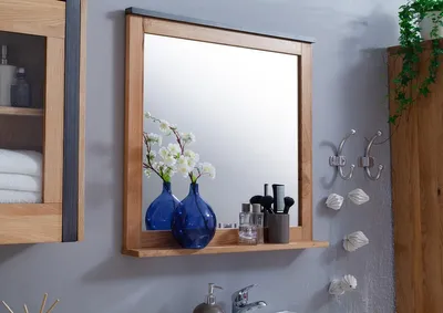 Produktbild von Badspiegel 75x75cm 'Taipeh' Wildeiche & Metall gebürstet