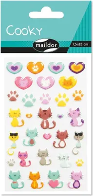 Image de Maildor 3D Cooky Autocollants Chats et Coeurs