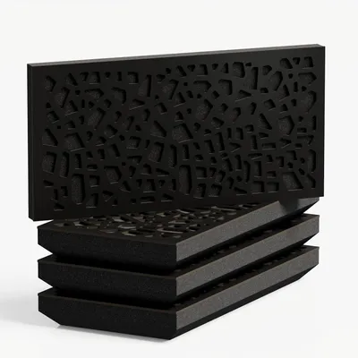 Immagine prodotto di Confezione da 4 – Pannello acustico di diffusione fonoassorbente stretto | 25x50 cm | Diffusione – Riflessione – Isolamento acustico [P32-H- 53 mm | Nero]